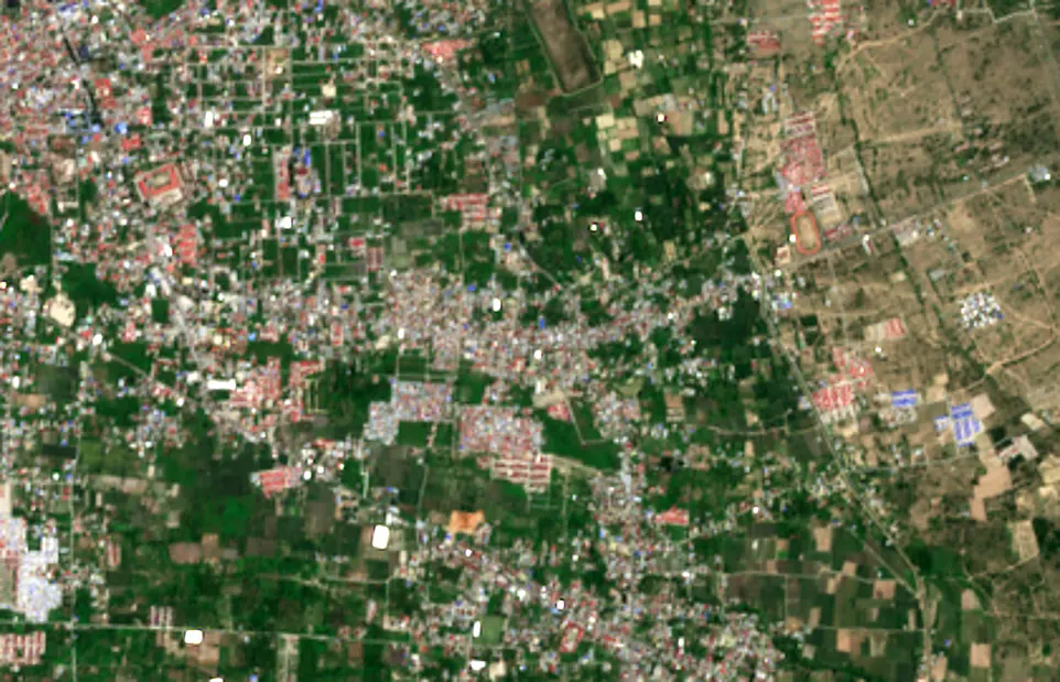 Tampilan Sentinel-2 Petobo, Palu, 27 September 2018, sebelum likuefaksi.